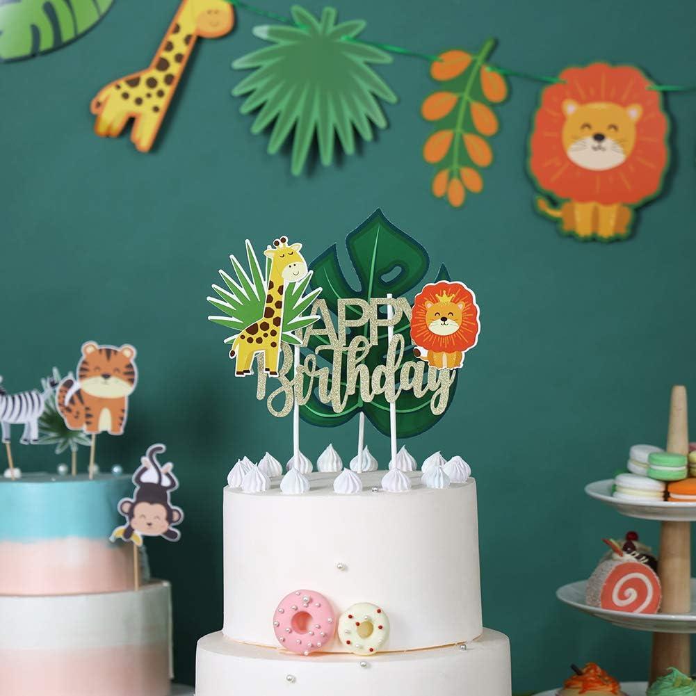 image26PCS Jungle Safari Animal Cake Toppers Safari Party Decoration for Zoo Animal Theme Party Safari Jungle Theme Party Baby Shower Birthday Party Decor SUNBEAUTY