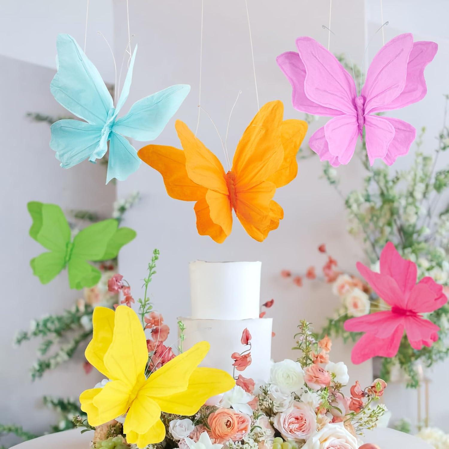 imageParty Butterfly Decorations Black 3D Butterfly Birthday Decoration 4 Pcs Crepe Paper Hanging Decor for Room School Black Theme Flower Party for Garden Dining Table DecorSparkling6