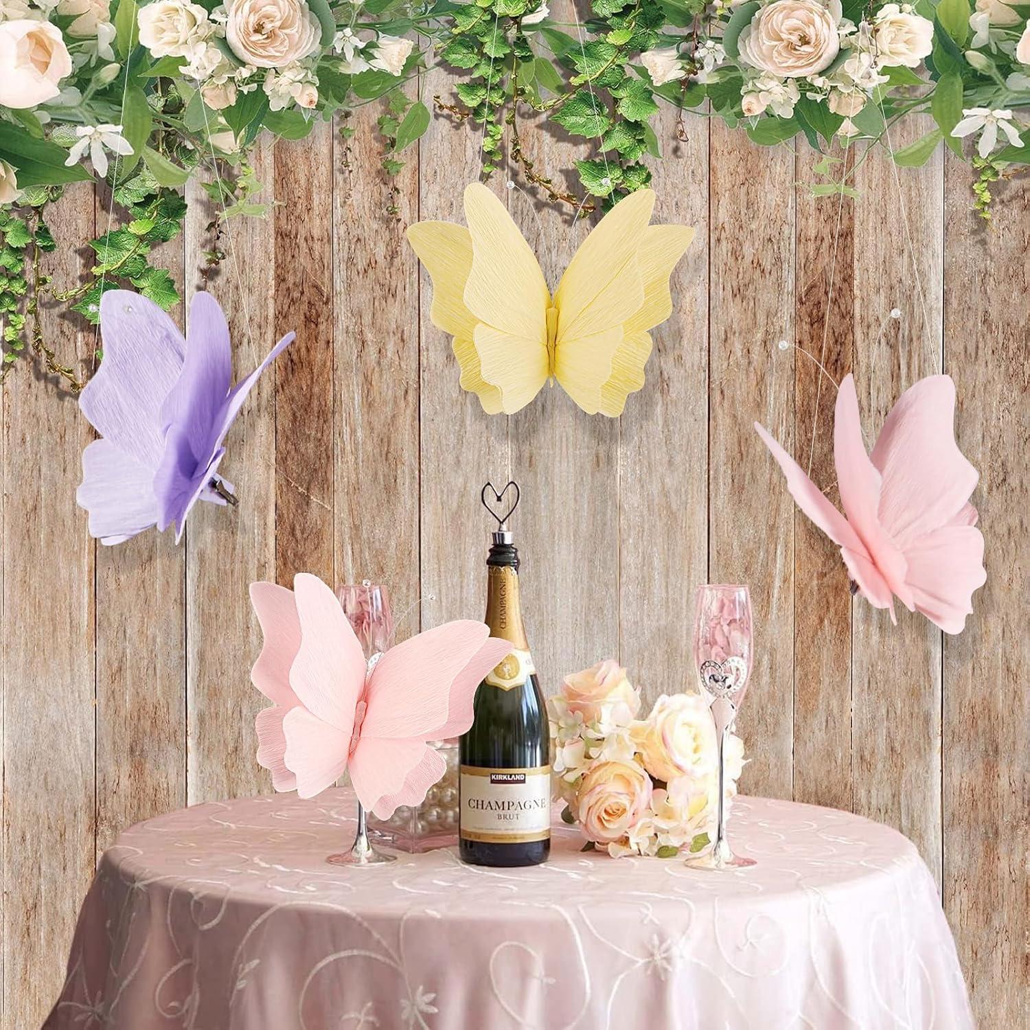 imageParty Butterfly Decorations Black 3D Butterfly Birthday Decoration 4 Pcs Crepe Paper Hanging Decor for Room School Black Theme Flower Party for Garden Dining Table DecorPurple Pink Yellow 6