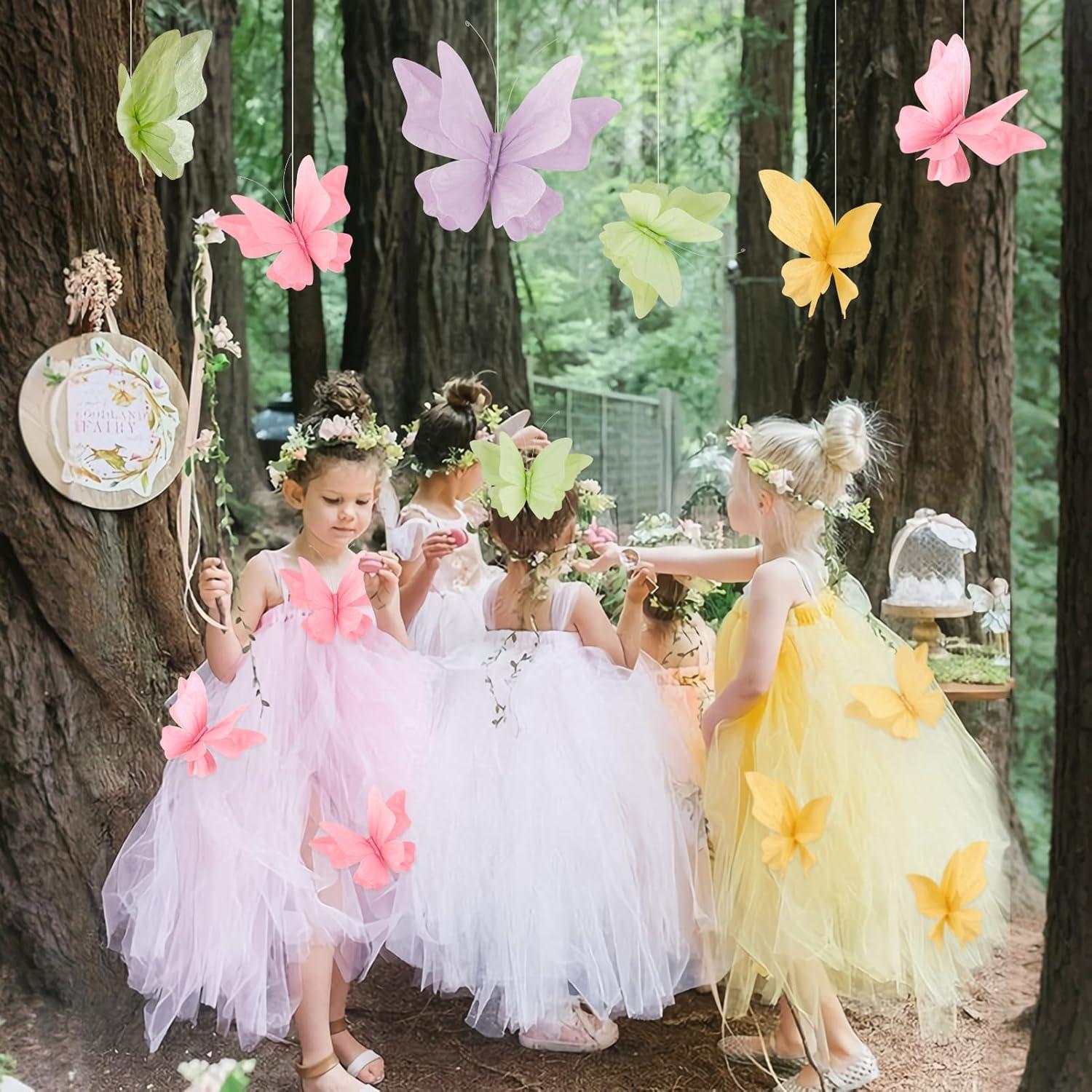 imageParty Butterfly Decorations Black 3D Butterfly Birthday Decoration 4 Pcs Crepe Paper Hanging Decor for Room School Black Theme Flower Party for Garden Dining Table DecorSparkling