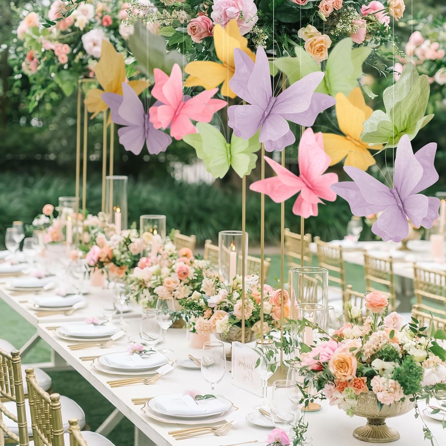 imageParty Butterfly Decorations Black 3D Butterfly Birthday Decoration 4 Pcs Crepe Paper Hanging Decor for Room School Black Theme Flower Party for Garden Dining Table DecorSparkling