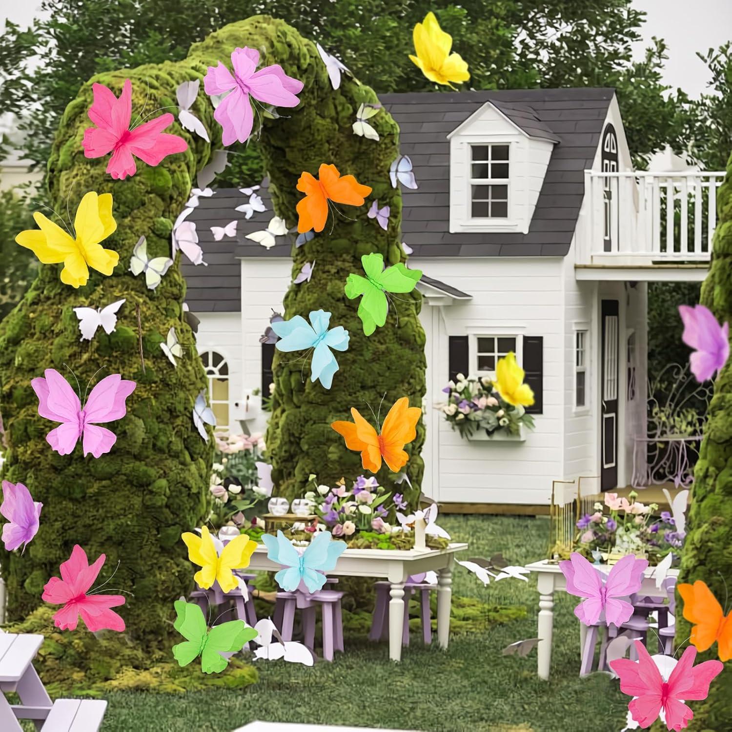 imageParty Butterfly Decorations Black 3D Butterfly Birthday Decoration 4 Pcs Crepe Paper Hanging Decor for Room School Black Theme Flower Party for Garden Dining Table DecorSparkling6