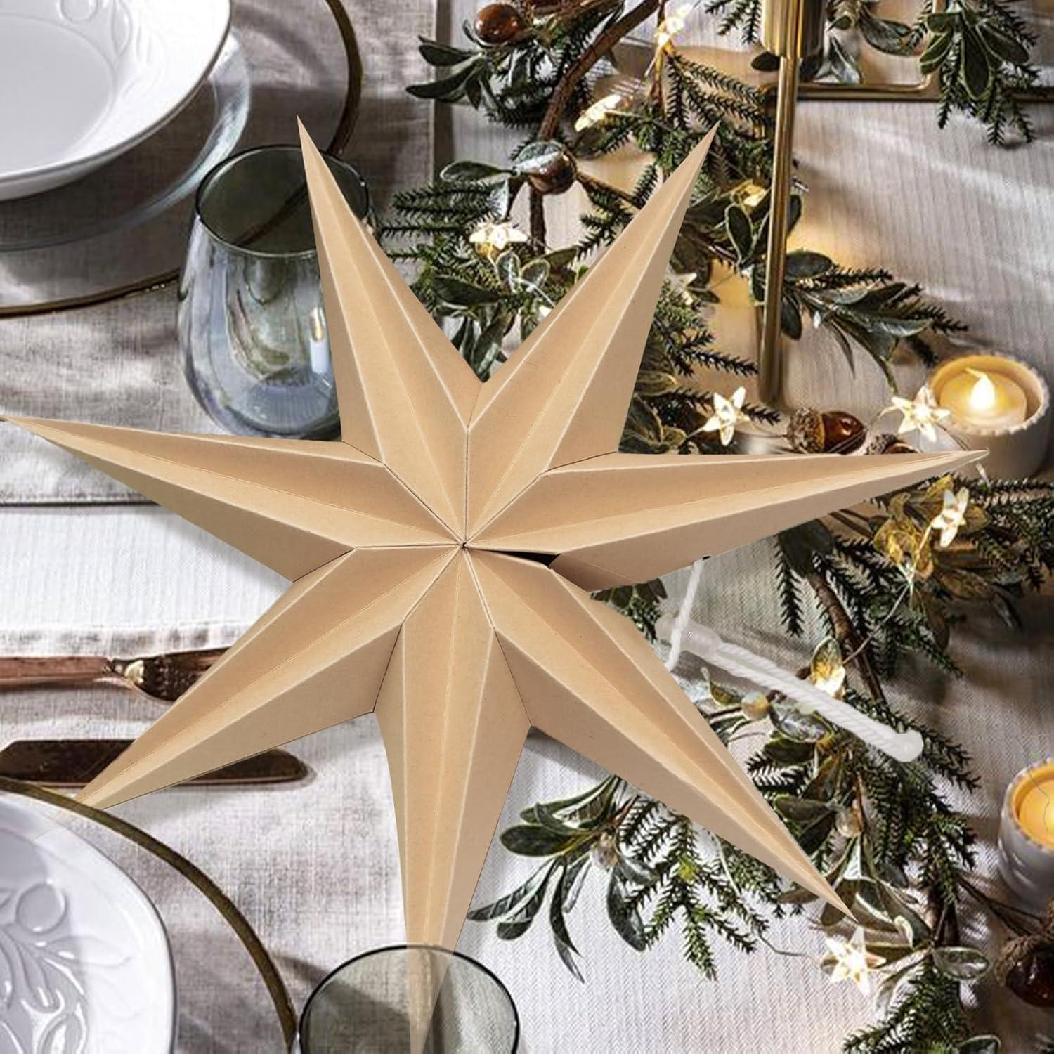 imageSUNBEAUTY 3 Pcs 12Pointed Paper Star Brown Grey White Lanterns 12 Inch Christmas Hanging Lamp Shade Wedding Birthday Christmas Home Party DecorationsHot Brown Stars 3