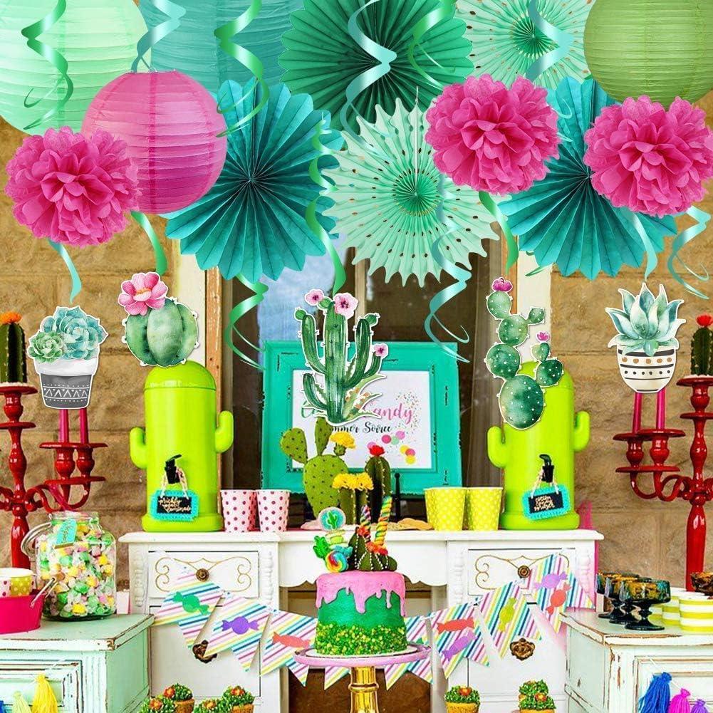 imageSUNBEAUTY Teal ampamp Gold Party Decorations Paper Fans Tissue Pom Poms Happy Birthday Banner for Baby Showers ampamp Womens 30th40th BirthdaysTeal Green
