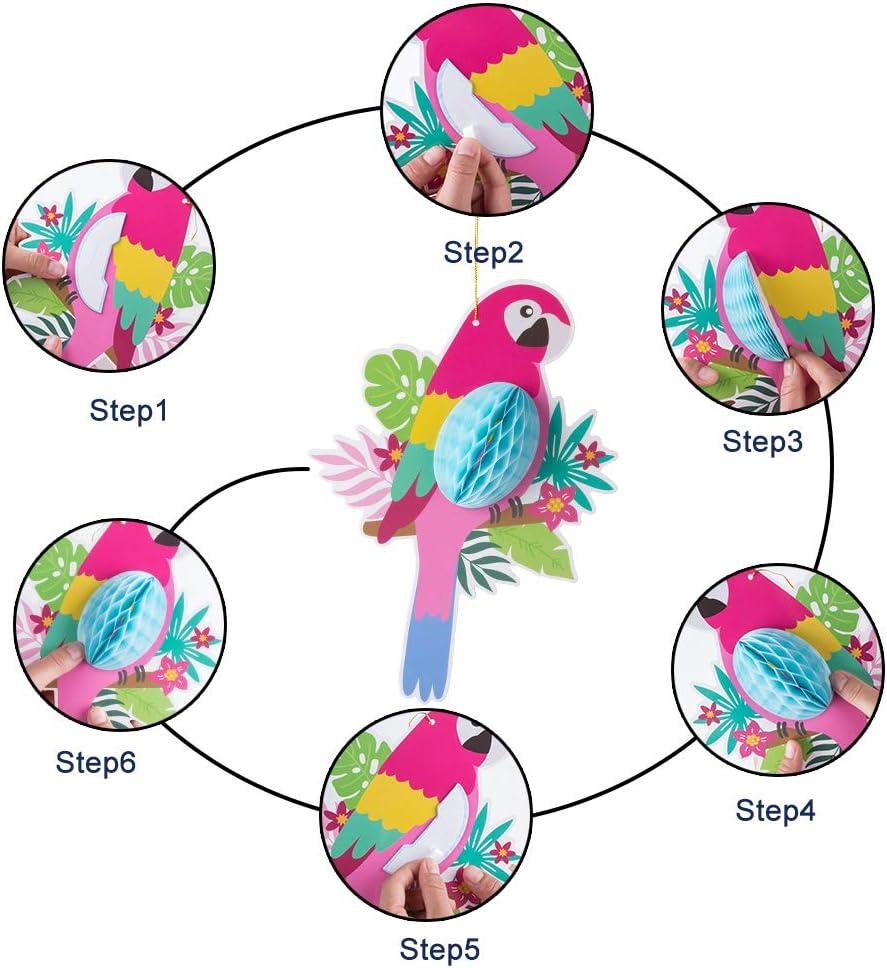 imageSummer Hawaiian Party Decoration Parrot Honeycomb Hanging Paper Fans Pineapple Aloha Banner for Hawaiian Luau Beach Birthday Wedding Party Supplies SUNBEAUTY