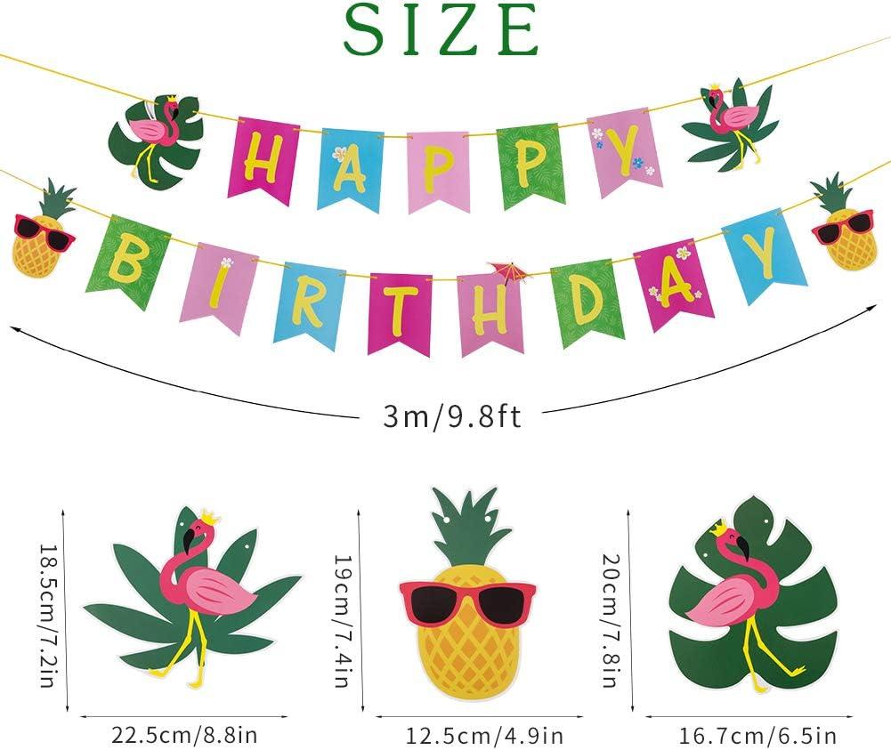 imageTropical Balloons Garland Kit Summer Birthday Party Supplies Aloha Birthday Banner Summer Cupcake Toppers Pineapple Honeycomb Balls for Hawaiian Beach Pool Luau Birthday Party Supplies SUNBEAUTY