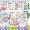 Easter Window Stickers Easter Decorations for The Home Spring Window Clings 91 PCS/9 Sheets Bunny Eggs Happy Easter Window Clings for Glass Spring Decals for Windows Door Kitchen Bathroom