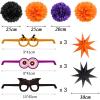 Halloween Birthday Party Decorations Happy Birthday Banner Halloween Glasses Purple Orange Tissue Pom Poms for Baby Shower Halloween Theme Birthday Party Supplies SUNBEAUTY