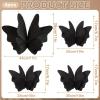 Party Butterfly Decorations, Black 3D Butterfly Birthday Decoration, 4 Pcs Crepe Paper Hanging Decor for Room, School, Black Theme, Flower Party for Garden, Dining Table Decor(Black 4)