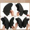 Party Butterfly Decorations, Black 3D Butterfly Birthday Decoration, 4 Pcs Crepe Paper Hanging Decor for Room, School, Black Theme, Flower Party for Garden, Dining Table Decor(Black 4)