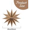 SUNBEAUTY 3 Pcs 12-Pointed Paper Star Brown Grey White Lanterns 12 Inch Christmas Hanging Lamp Shade Wedding Birthday Christmas Home Party Decorations(Brown Log)