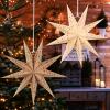 SUNBEAUTY 3 Pcs 12-Pointed Paper Star Brown Grey White Lanterns 12 Inch Christmas Hanging Lamp Shade Wedding Birthday Christmas Home Party Decorations(Brown White Gray)