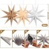 SUNBEAUTY 3 Pcs 12-Pointed Paper Star Brown Grey White Lanterns 12 Inch Christmas Hanging Lamp Shade Wedding Birthday Christmas Home Party Decorations(Brown White Gray)