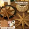SUNBEAUTY 3 Pcs 12-Pointed Paper Star Brown Grey White Lanterns 12 Inch Christmas Hanging Lamp Shade Wedding Birthday Christmas Home Party Decorations(Brown Wooden)