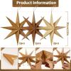 SUNBEAUTY 3 Pcs 12-Pointed Paper Star Brown Grey White Lanterns 12 Inch Christmas Hanging Lamp Shade Wedding Birthday Christmas Home Party Decorations(Brown Wooden)