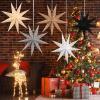 SUNBEAUTY 3 Pcs 12-Pointed Paper Star Brown Grey White Lanterns 12 Inch Christmas Hanging Lamp Shade Wedding Birthday Christmas Home Party Decorations(Brown White Gray)