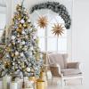 SUNBEAUTY 3 Pcs 12-Pointed Paper Star Brown Grey White Lanterns 12 Inch Christmas Hanging Lamp Shade Wedding Birthday Christmas Home Party Decorations(Brown Log)