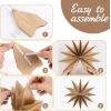 SUNBEAUTY 3 Pcs 12-Pointed Paper Star Brown Grey White Lanterns 12 Inch Christmas Hanging Lamp Shade Wedding Birthday Christmas Home Party Decorations(Brown Log)