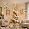SUNBEAUTY 3 Pcs 12-Pointed Paper Star Brown Grey White Lanterns 12 Inch Christmas Hanging Lamp Shade Wedding Birthday Christmas Home Party Decorations(Colorful Large Stars – 1)