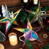 SUNBEAUTY 3 Pcs 12-Pointed Paper Star Brown Grey White Lanterns 12 Inch Christmas Hanging Lamp Shade Wedding Birthday Christmas Home Party Decorations(Colorful Stars – 3)