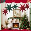SUNBEAUTY 3 Pcs 12-Pointed Paper Star Brown Grey White Lanterns 12 Inch Christmas Hanging Lamp Shade Wedding Birthday Christmas Home Party Decorations(Flocking Stars – 5)