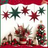 SUNBEAUTY 3 Pcs 12-Pointed Paper Star Brown Grey White Lanterns 12 Inch Christmas Hanging Lamp Shade Wedding Birthday Christmas Home Party Decorations(Flocking Stars – 5)