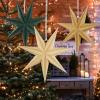 SUNBEAUTY 3 Pcs 12-Pointed Paper Star Brown Grey White Lanterns 12 Inch Christmas Hanging Lamp Shade Wedding Birthday Christmas Home Party Decorations(Grayish Green)