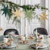 SUNBEAUTY 3 Pcs 12-Pointed Paper Star Brown Grey White Lanterns 12 Inch Christmas Hanging Lamp Shade Wedding Birthday Christmas Home Party Decorations(Grayish Green)