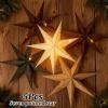 SUNBEAUTY 3 Pcs 12-Pointed Paper Star Brown Grey White Lanterns 12 Inch Christmas Hanging Lamp Shade Wedding Birthday Christmas Home Party Decorations(Hollow Stars – 5)
