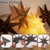 SUNBEAUTY 3 Pcs 12-Pointed Paper Star Brown Grey White Lanterns 12 Inch Christmas Hanging Lamp Shade Wedding Birthday Christmas Home Party Decorations(Hollow Stars – 5)