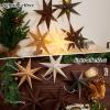 SUNBEAUTY 3 Pcs 12-Pointed Paper Star Brown Grey White Lanterns 12 Inch Christmas Hanging Lamp Shade Wedding Birthday Christmas Home Party Decorations(Hollow Stars – 5)