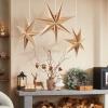 SUNBEAUTY 3 Pcs 12-Pointed Paper Star Brown Grey White Lanterns 12 Inch Christmas Hanging Lamp Shade Wedding Birthday Christmas Home Party Decorations(Hot Brown Stars – 3)
