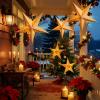 SUNBEAUTY 3 Pcs 12-Pointed Paper Star Brown Grey White Lanterns 12 Inch Christmas Hanging Lamp Shade Wedding Birthday Christmas Home Party Decorations(Hollow White Stars – 5)