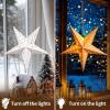 SUNBEAUTY 3 Pcs 12-Pointed Paper Star Brown Grey White Lanterns 12 Inch Christmas Hanging Lamp Shade Wedding Birthday Christmas Home Party Decorations(Hollow White Stars – 5)