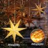 SUNBEAUTY 3 Pcs 12-Pointed Paper Star Brown Grey White Lanterns 12 Inch Christmas Hanging Lamp Shade Wedding Birthday Christmas Home Party Decorations(Hollow Stars – 5)