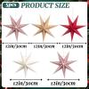 SUNBEAUTY 3 Pcs 12-Pointed Paper Star Brown Grey White Lanterns 12 Inch Christmas Hanging Lamp Shade Wedding Birthday Christmas Home Party Decorations(Red White Stars – 5)