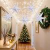 SUNBEAUTY 3 Pcs 12-Pointed Paper Star Brown Grey White Lanterns 12 Inch Christmas Hanging Lamp Shade Wedding Birthday Christmas Home Party Decorations(White Sd – 5)