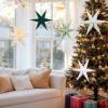 SUNBEAUTY 3 Pcs 12-Pointed Paper Star Brown Grey White Lanterns 12 Inch Christmas Hanging Lamp Shade Wedding Birthday Christmas Home Party Decorations(WGG Stars – 5)