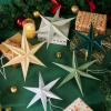 SUNBEAUTY 3 Pcs 12-Pointed Paper Star Brown Grey White Lanterns 12 Inch Christmas Hanging Lamp Shade Wedding Birthday Christmas Home Party Decorations(WGG Stars – 5)