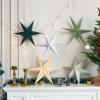SUNBEAUTY 3 Pcs 12-Pointed Paper Star Brown Grey White Lanterns 12 Inch Christmas Hanging Lamp Shade Wedding Birthday Christmas Home Party Decorations(WGG Stars – 5)