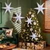 SUNBEAUTY 3 Pcs 12-Pointed Paper Star Brown Grey White Lanterns 12 Inch Christmas Hanging Lamp Shade Wedding Birthday Christmas Home Party Decorations(White Sd – 5)