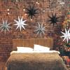 SUNBEAUTY 3 Pcs 9-Pointed White Paper Star Lanterns 12 Inch Hanging Lampshade Wedding Birthday Christmas Home Party Decoration(Black White Grey)