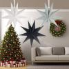 SUNBEAUTY 3 Pcs 9-Pointed White Paper Star Lanterns 12 Inch Hanging Lampshade Wedding Birthday Christmas Home Party Decoration(Black White Grey)