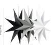 SUNBEAUTY 3 Pcs 9-Pointed White Paper Star Lanterns 12 Inch Hanging Lampshade Wedding Birthday Christmas Home Party Decoration(Black White Grey)