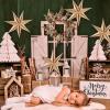 SUNBEAUTY 3 Pcs 9-Pointed White Paper Star Lanterns 12 Inch Hanging Lampshade Wedding Birthday Christmas Home Party Decoration(Natural)