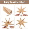 SUNBEAUTY 3 Pcs 9-Pointed White Paper Star Lanterns 12 Inch Hanging Lampshade Wedding Birthday Christmas Home Party Decoration(Natural)