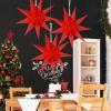 SUNBEAUTY 3 Pcs 9-Pointed White Paper Star Lanterns 12 Inch Hanging Lampshade Wedding Birthday Christmas Home Party Decoration(Red)