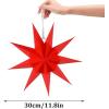 SUNBEAUTY 3 Pcs 9-Pointed White Paper Star Lanterns 12 Inch Hanging Lampshade Wedding Birthday Christmas Home Party Decoration(Red)