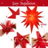 SUNBEAUTY 3 Pcs 9-Pointed White Paper Star Lanterns 12 Inch Hanging Lampshade Wedding Birthday Christmas Home Party Decoration(Red Waterproof)