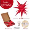 SUNBEAUTY 3 Pcs 9-Pointed White Paper Star Lanterns 12 Inch Hanging Lampshade Wedding Birthday Christmas Home Party Decoration(Red Waterproof)